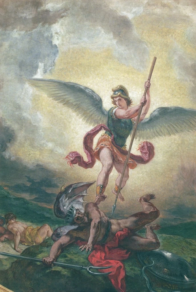 San Michele che combatte il drago - Church of Saint, Sulpice, Paris, dettaglio